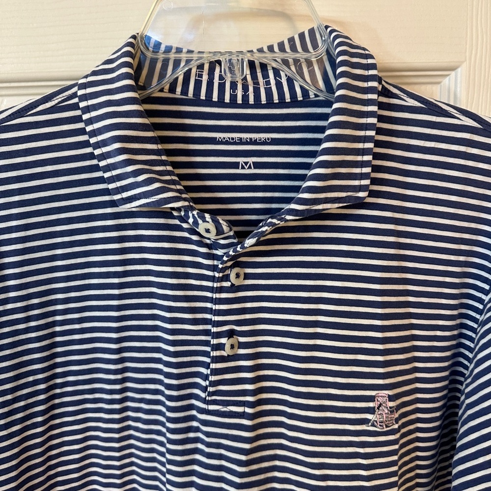 B Draddy Polo Mens size Medium Stripe Trendy Classic Stylish